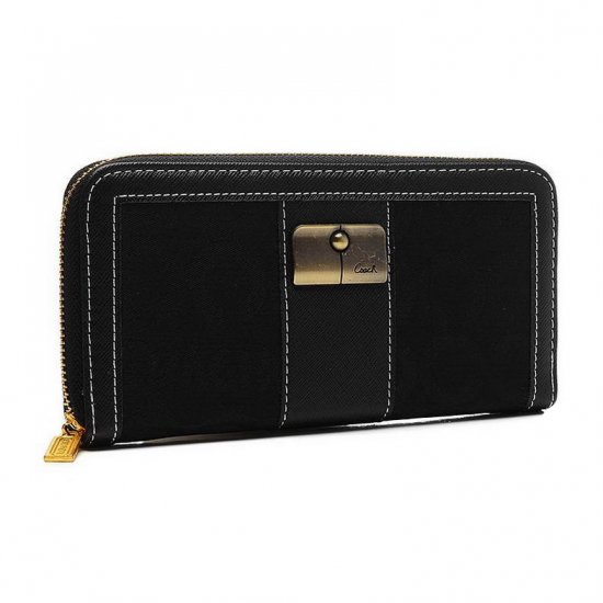 Coach Kristin Lock In Signature Large Black Wallets ETG - Click Image to Close